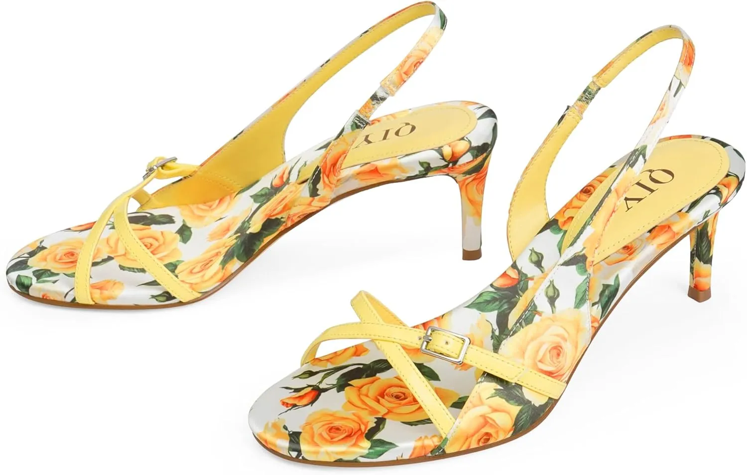 Floral Strappy Heels Kitten Heels for Women Party Wedding Casual Dress Shoes
