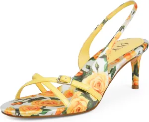 Floral Strappy Heels Kitten Heels for Women Party Wedding Casual Dress Shoes