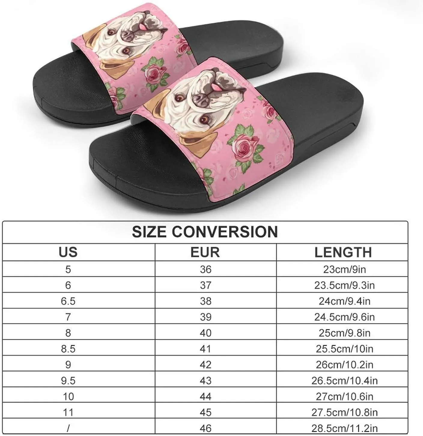 Flower Boston Bulldog House Slippers for Women And Men PVC Open Toe Non Slip Shower Slides