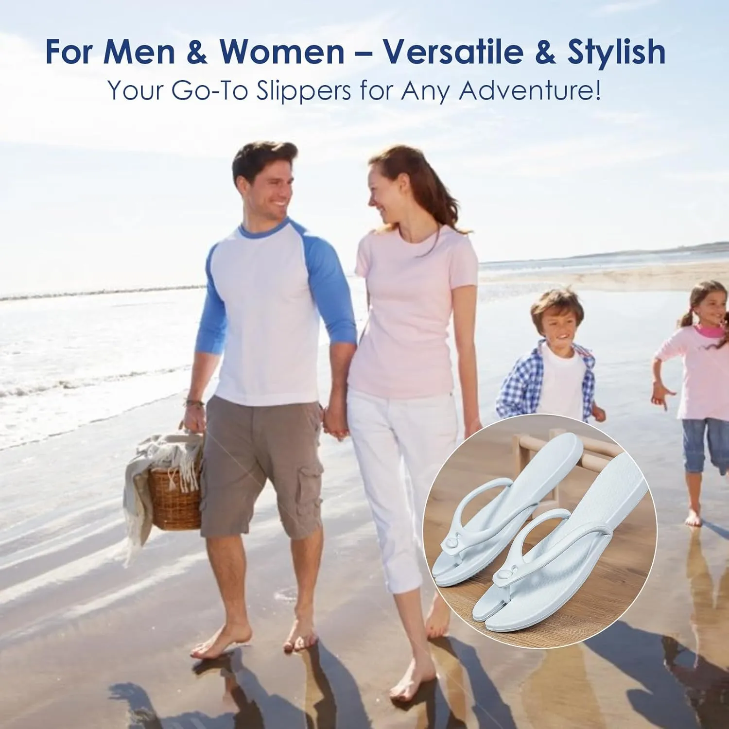 Foldable Travel Slippers for Men & Women – Non-Slip Waterproof Shower Flip Flops, Quick Dry Pool Sandals, Lightweight Portable Beach & Camp Slides, Comfortable & Durable EVA Shower Shoes Blue