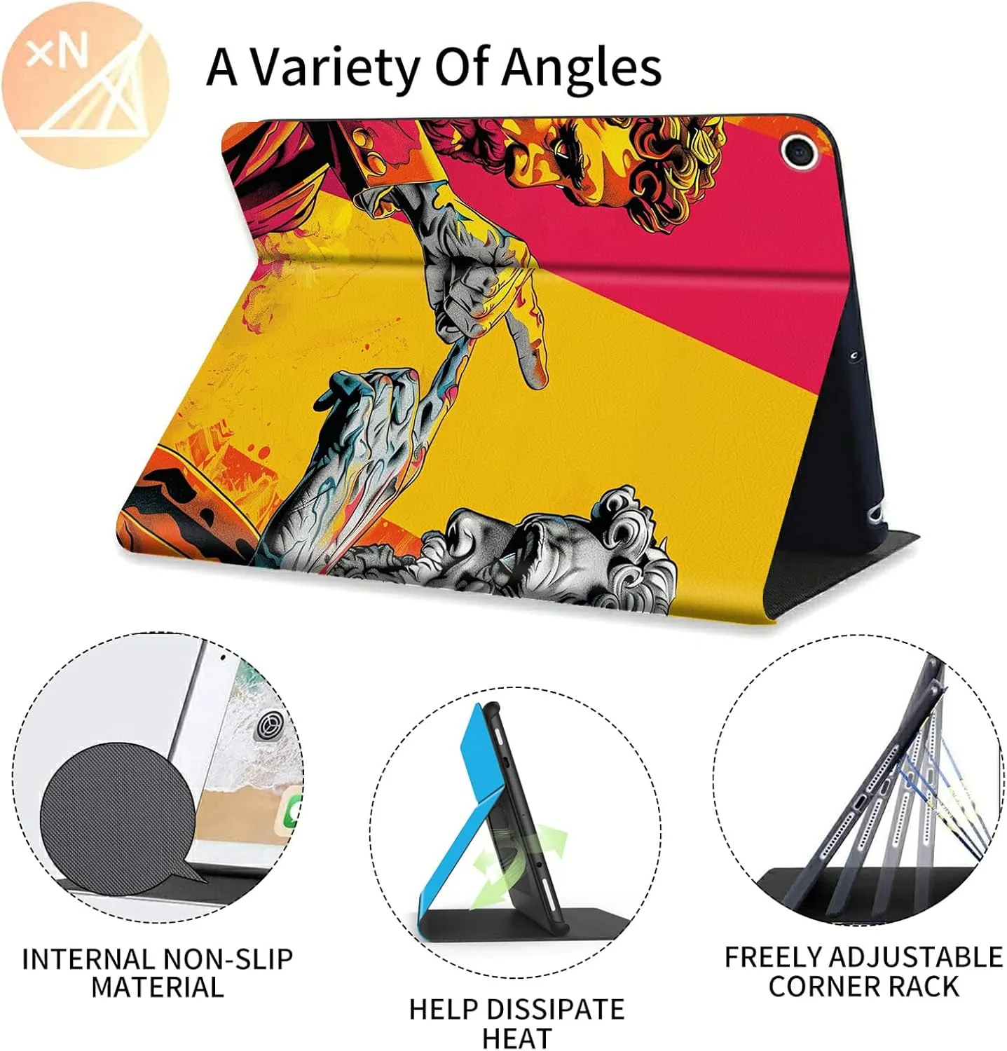 for Fire HD 8 Tablet Case (12th/10th Generation,2022/2020 Model,8"),Michelangelo's Self Dialogue Design for Amazon Fire Hd 8/HD 8 Plus Tablet Case,PU Leather Multi-Angle Stand Smart Flip Cover