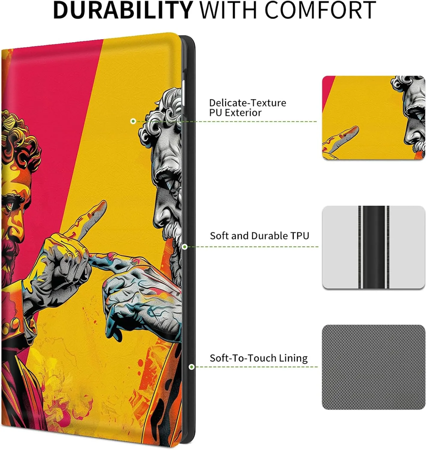 for Fire HD 8 Tablet Case (12th/10th Generation,2022/2020 Model,8"),Michelangelo's Self Dialogue Design for Amazon Fire Hd 8/HD 8 Plus Tablet Case,PU Leather Multi-Angle Stand Smart Flip Cover