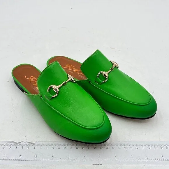 FOWT Green Closed Toe Low Heel Backless Mule Sandal Lightweight Walking Shoe