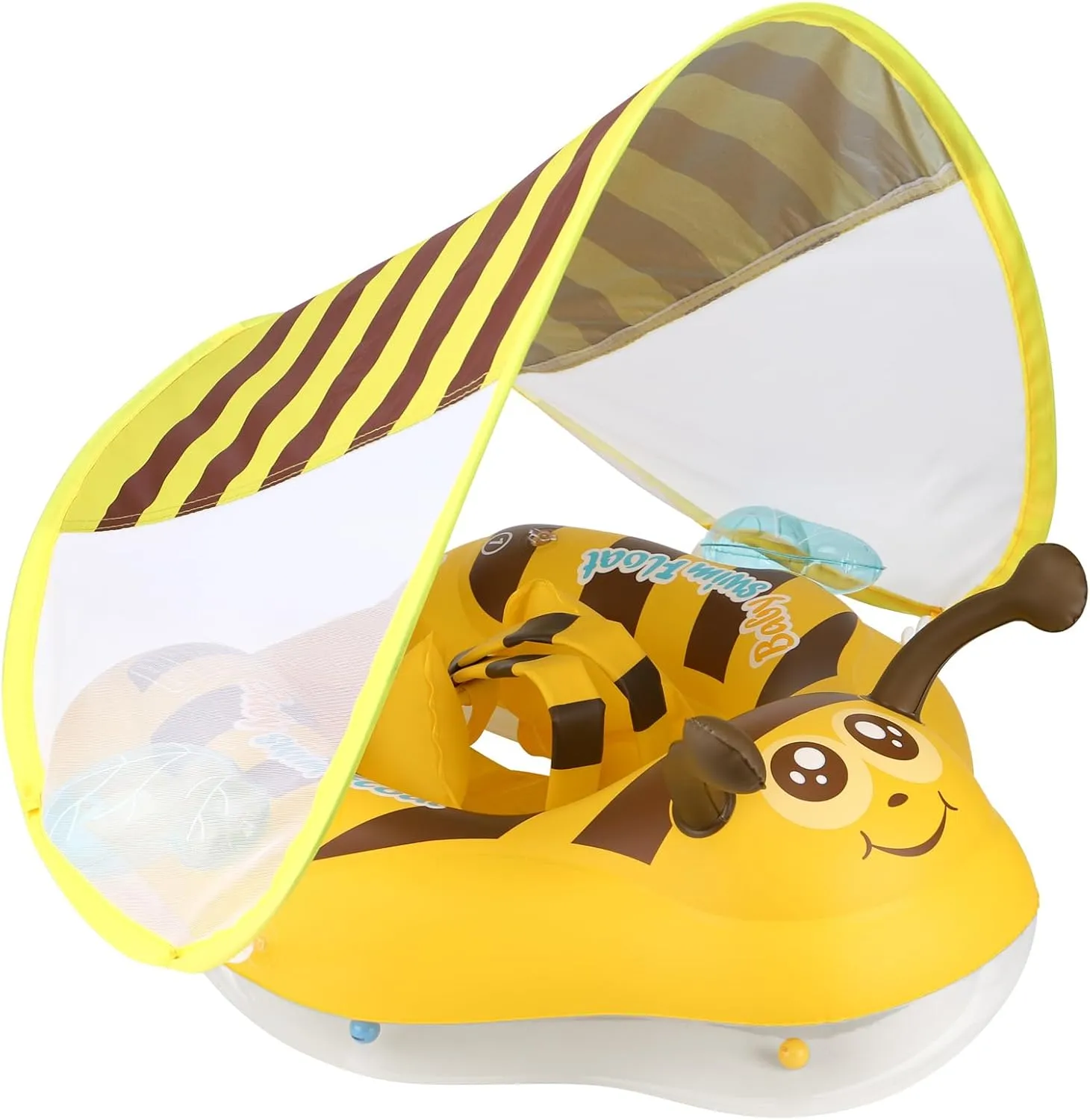 Free Swimming Baby Inflatable Baby Pool Float Ring Size Improved Bumble Bee Toddler Swim Trainer for Age of 3-36 Months (Yellow, Small)