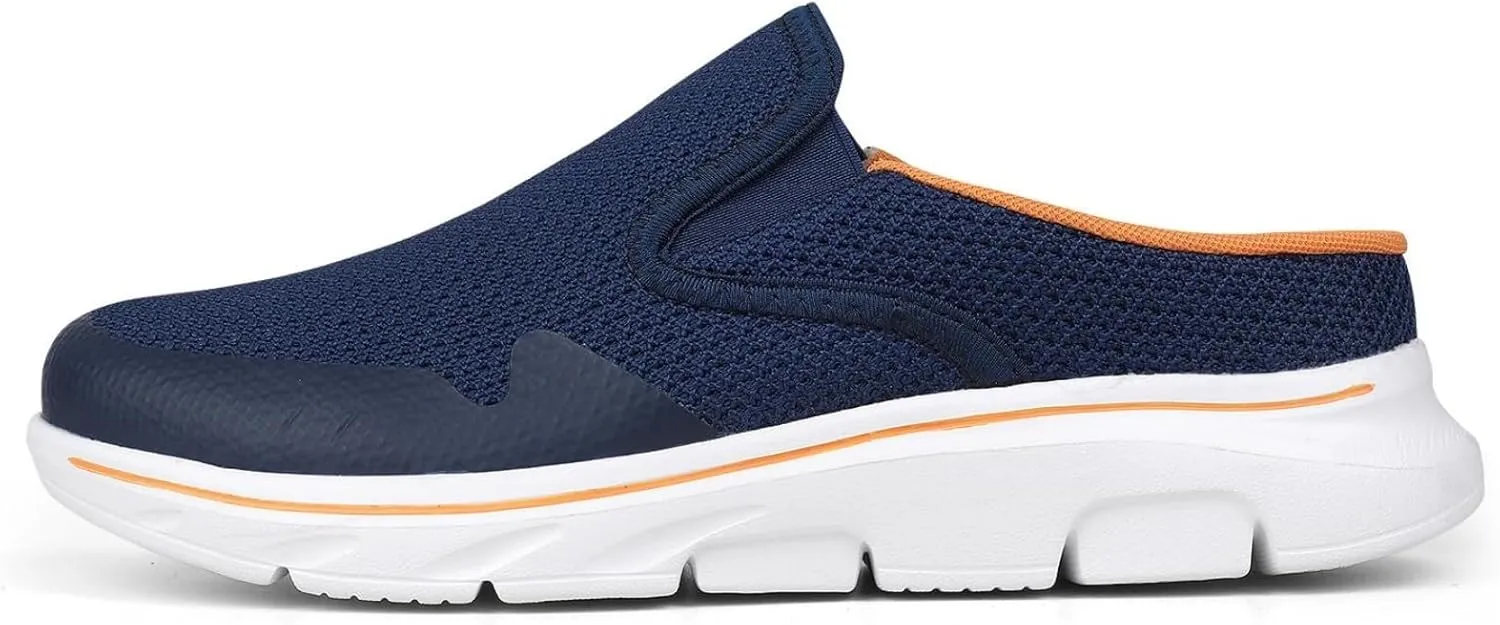 FUNCOS Breathable Knit Slip-On Mule Sneakers for Men, Closed Toe Slides with Open Back Design