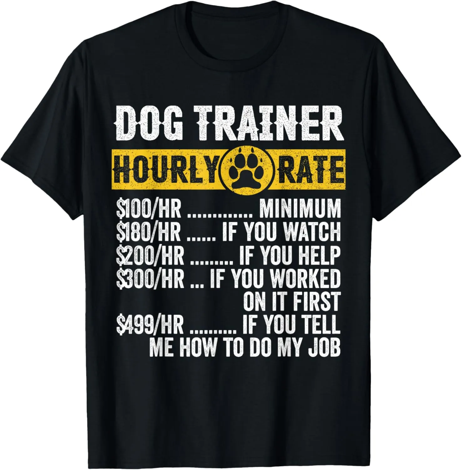 Funny Vintage Dog Trainer Apparel, Training Hourly Rate Mens T-Shirt
