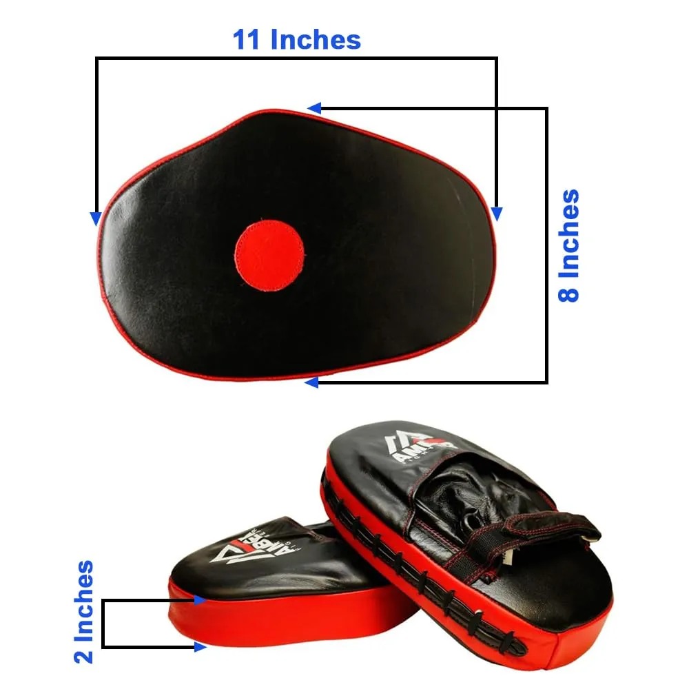 Genuine Leather Target Focus Punching Mitts for MMA, Kickboxing, Muay Thai & Martial Arts Training | Shock-Absorbing, Lightweight, Durable with Adjustable Wrist Support & Finger Cover