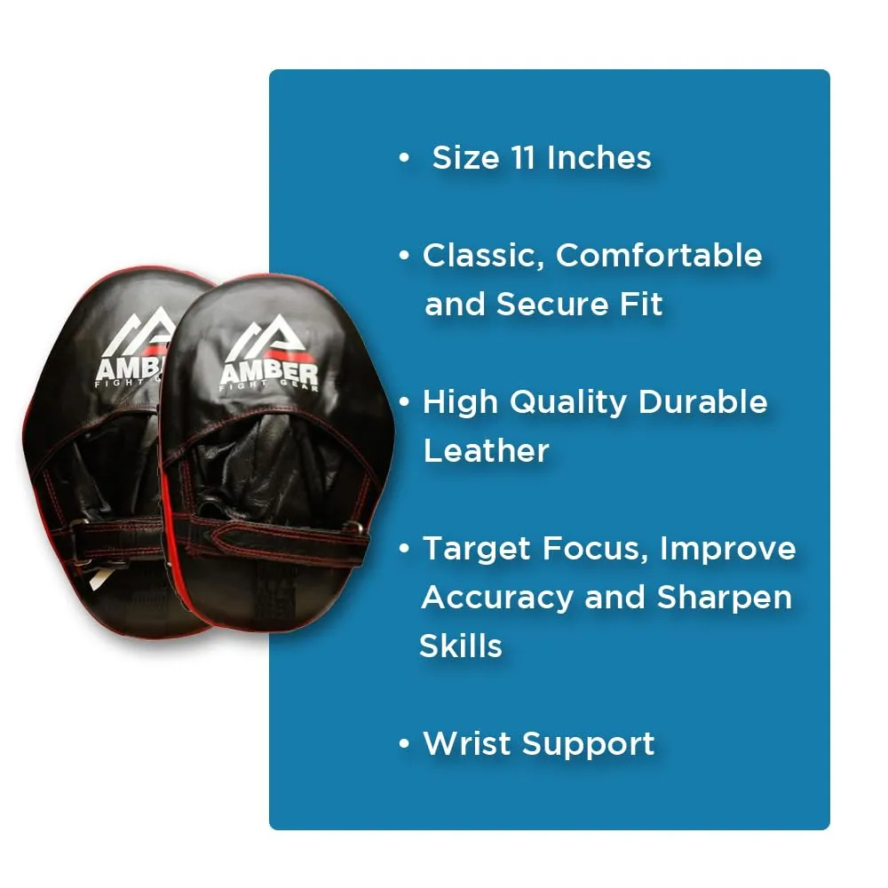 Genuine Leather Target Focus Punching Mitts for MMA, Kickboxing, Muay Thai & Martial Arts Training | Shock-Absorbing, Lightweight, Durable with Adjustable Wrist Support & Finger Cover