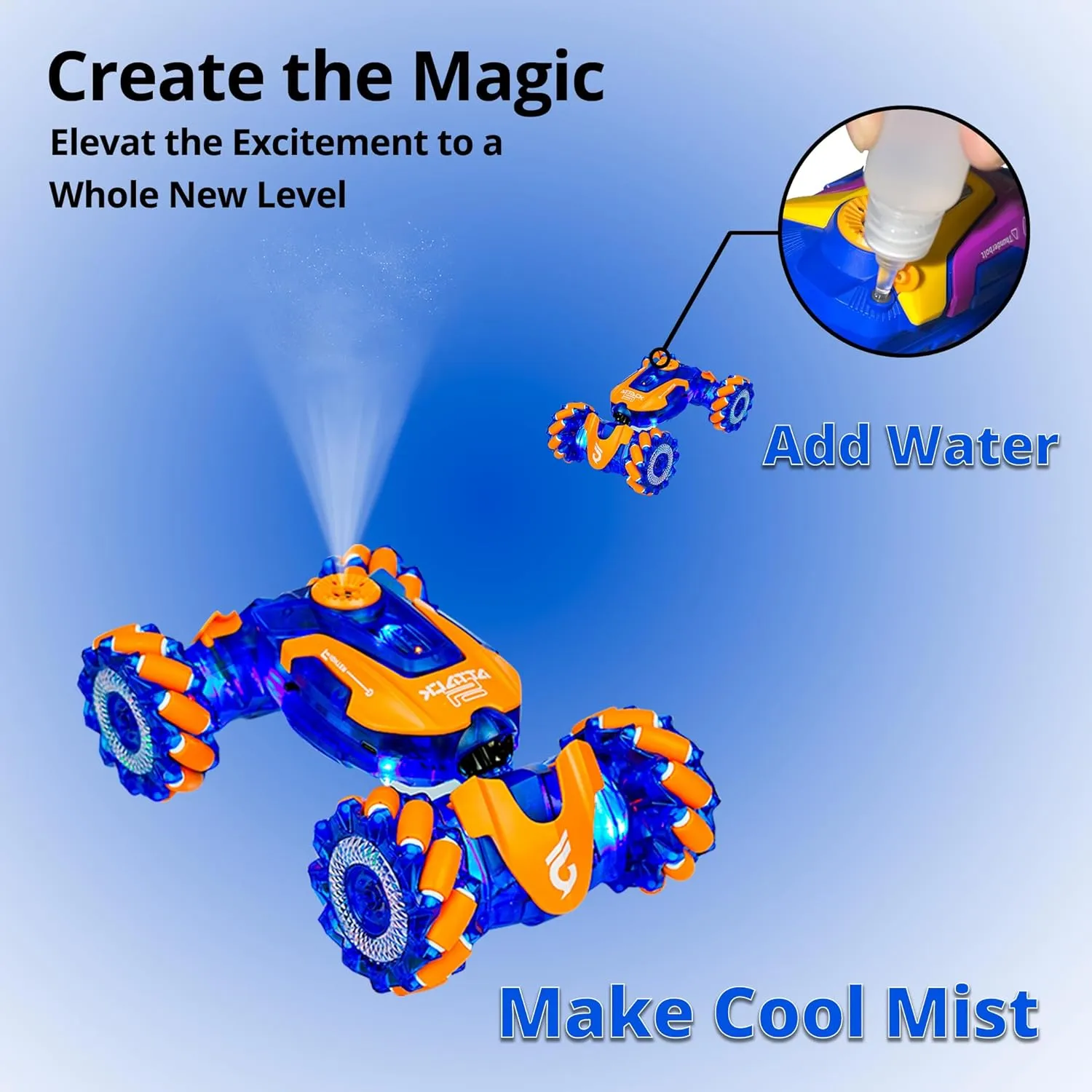 Gesture Sensing RC Stunt Car, Rotating Rechargeable Transform Car Toys, with Lights Music Spray, 360° 4WD Remote Control Twist Cars, Birthday Gifts for Kids Boys Girls 6-8-12, Best Gift for Kids 5-7