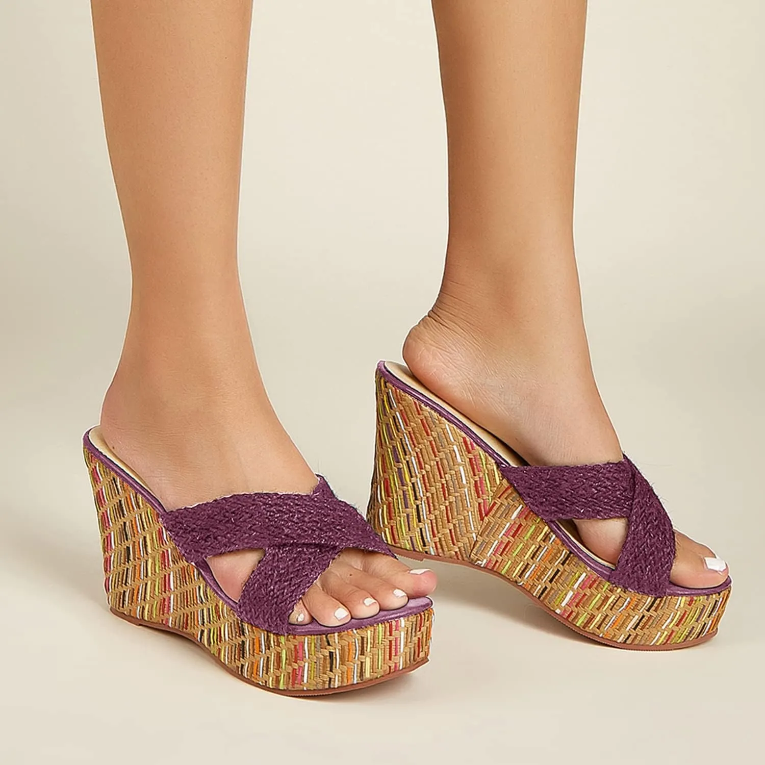 getmorebeauty Wedge Sandals for Women Casual Summer Slide Platform Sandals