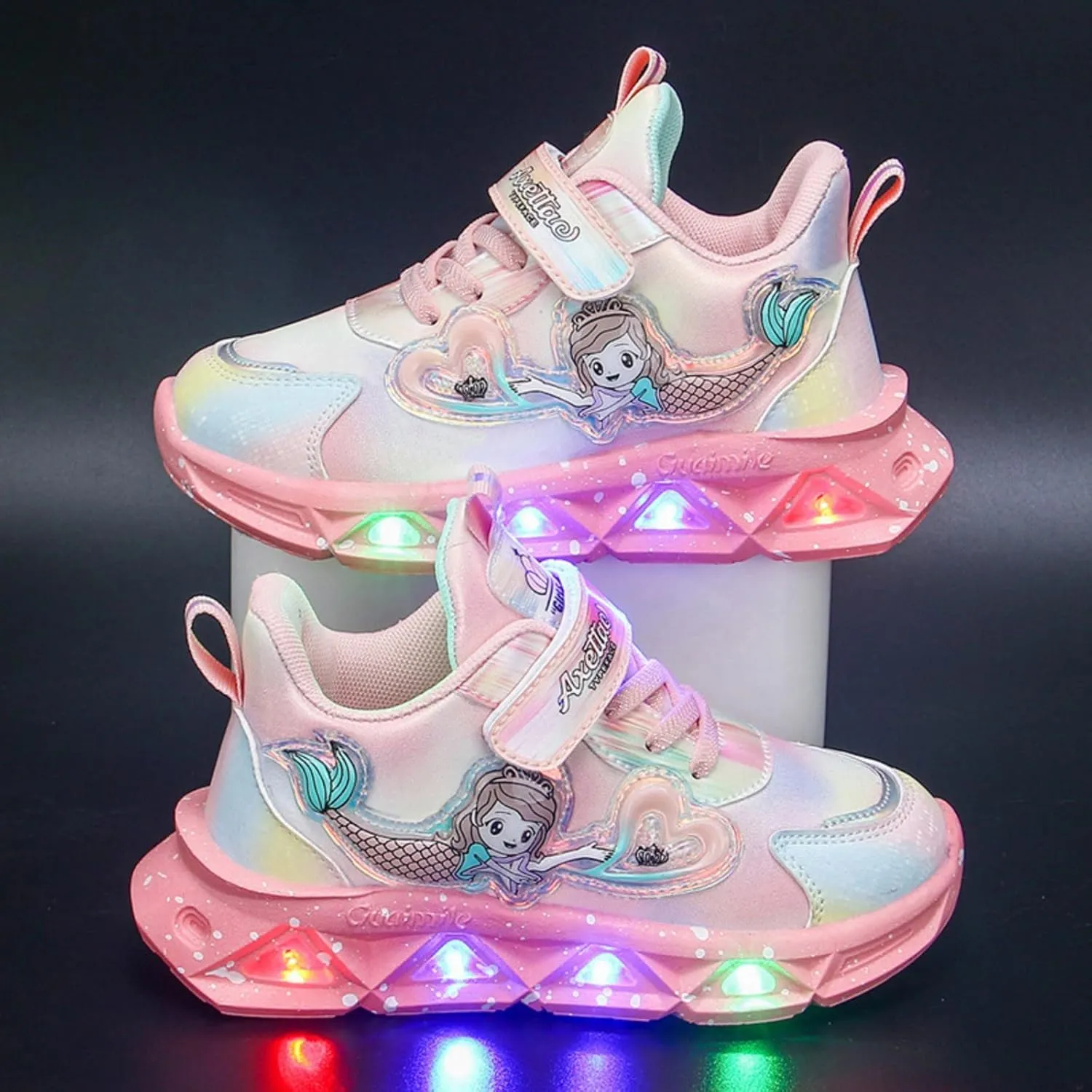 Girls Glitter Sneakers Lightweight Kids Tennis Shoes with Hook and Loop for Toddler/Little Kid/Big Kid