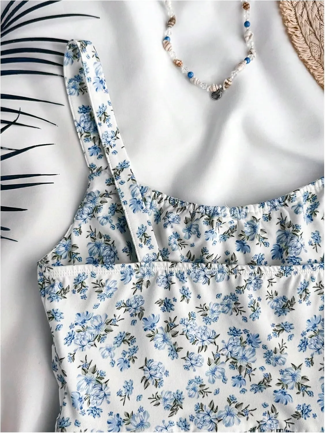 Girl's Summer Dress Floral Print Ruched Bust Spaghetti Strap A Line Flowy Cami Dress