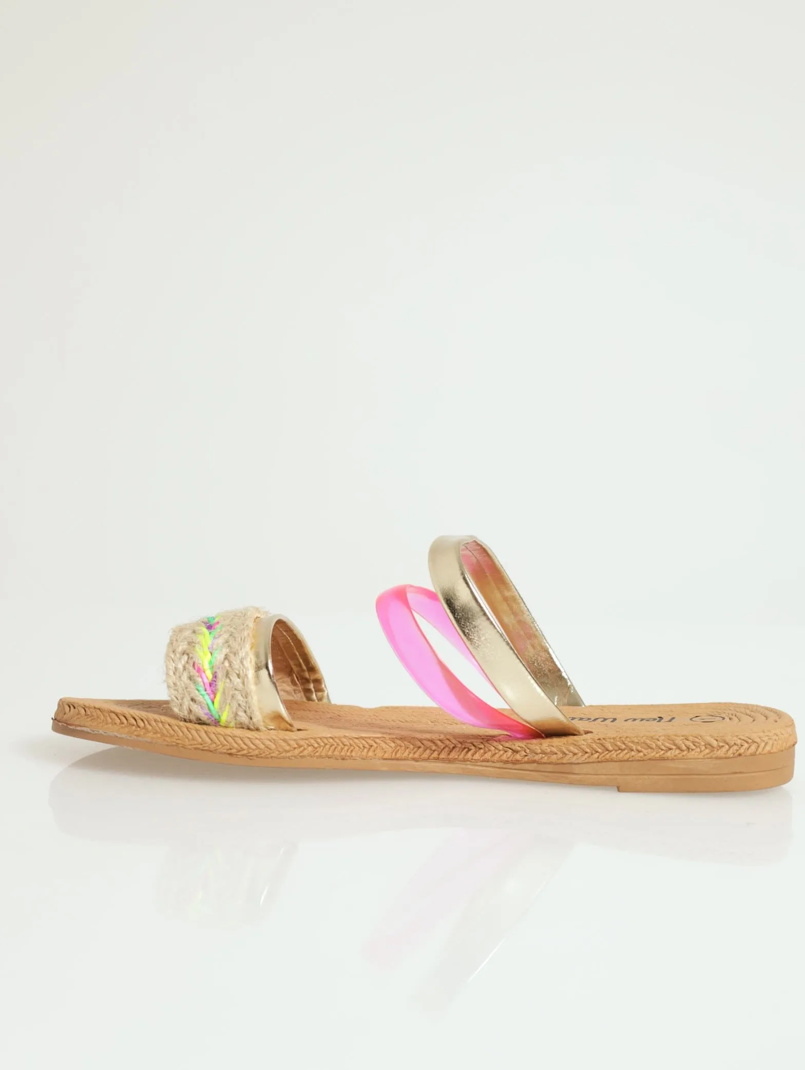 Girls Woven Vamp Mule Sandal - Natural