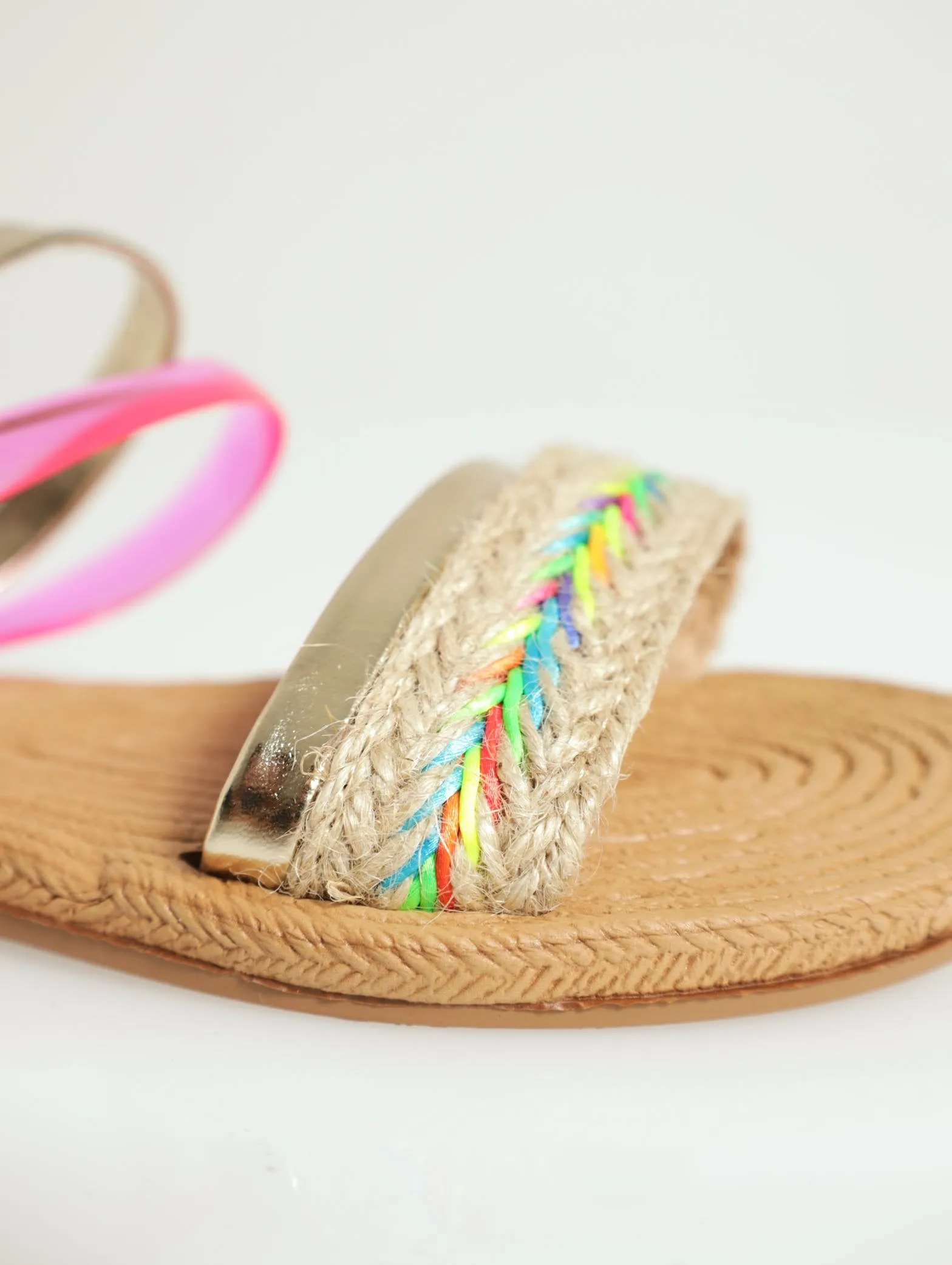 Girls Woven Vamp Mule Sandal - Natural