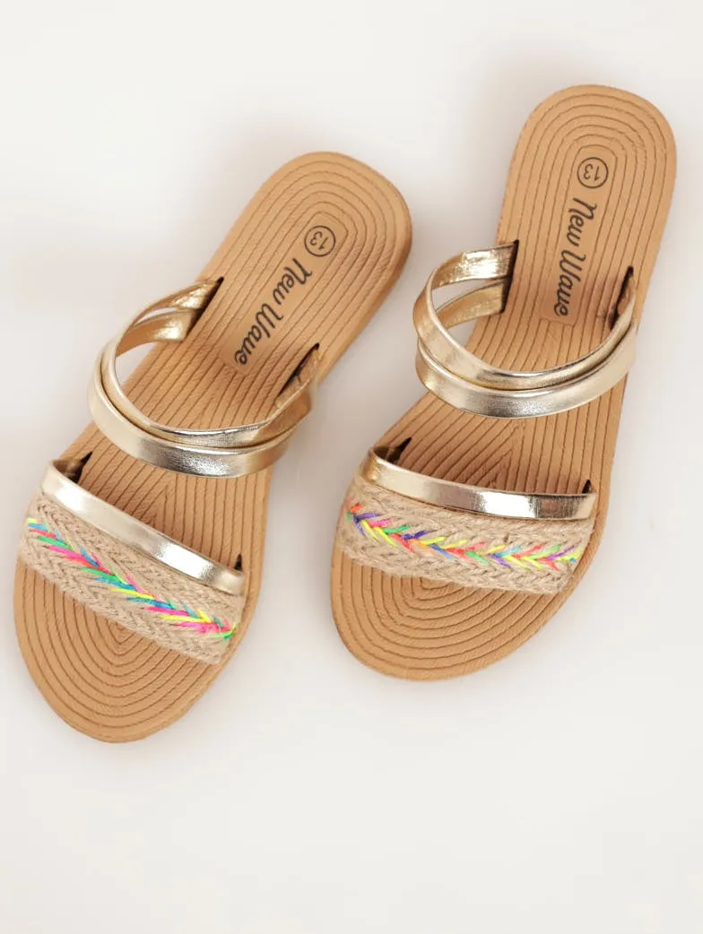 Girls Woven Vamp Mule Sandal