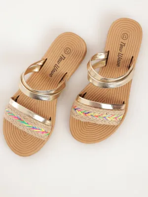 Girls Woven Vamp Mule Sandal