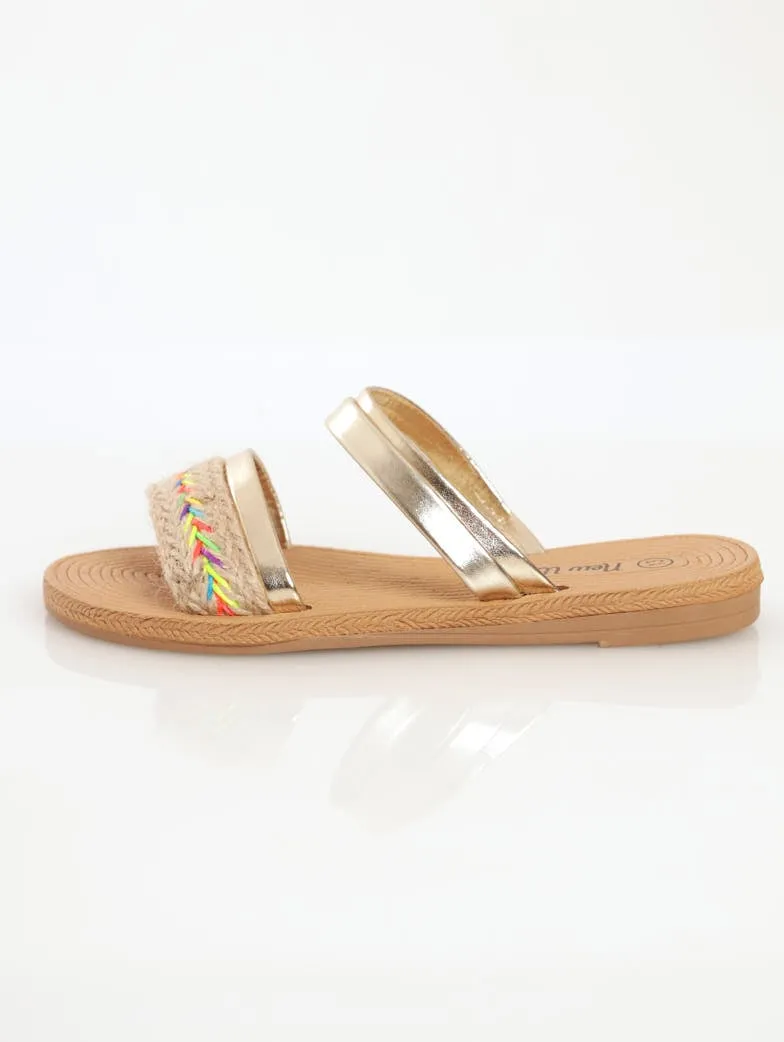 Girls Woven Vamp Mule Sandal