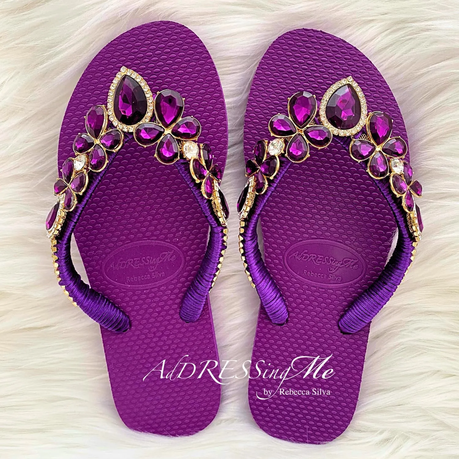 Glam Rhinestones Flip Flops For Women