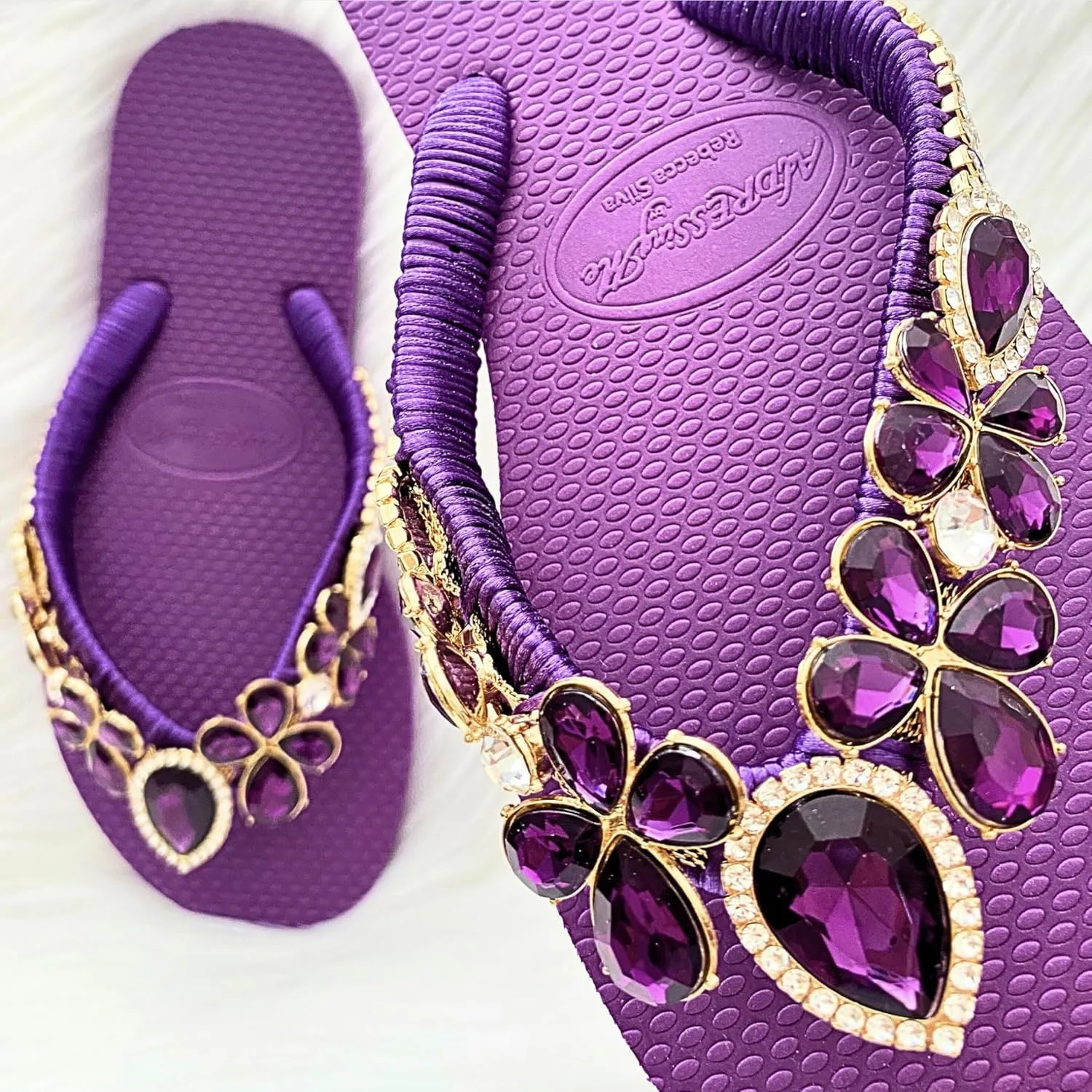 Glam Rhinestones Flip Flops For Women