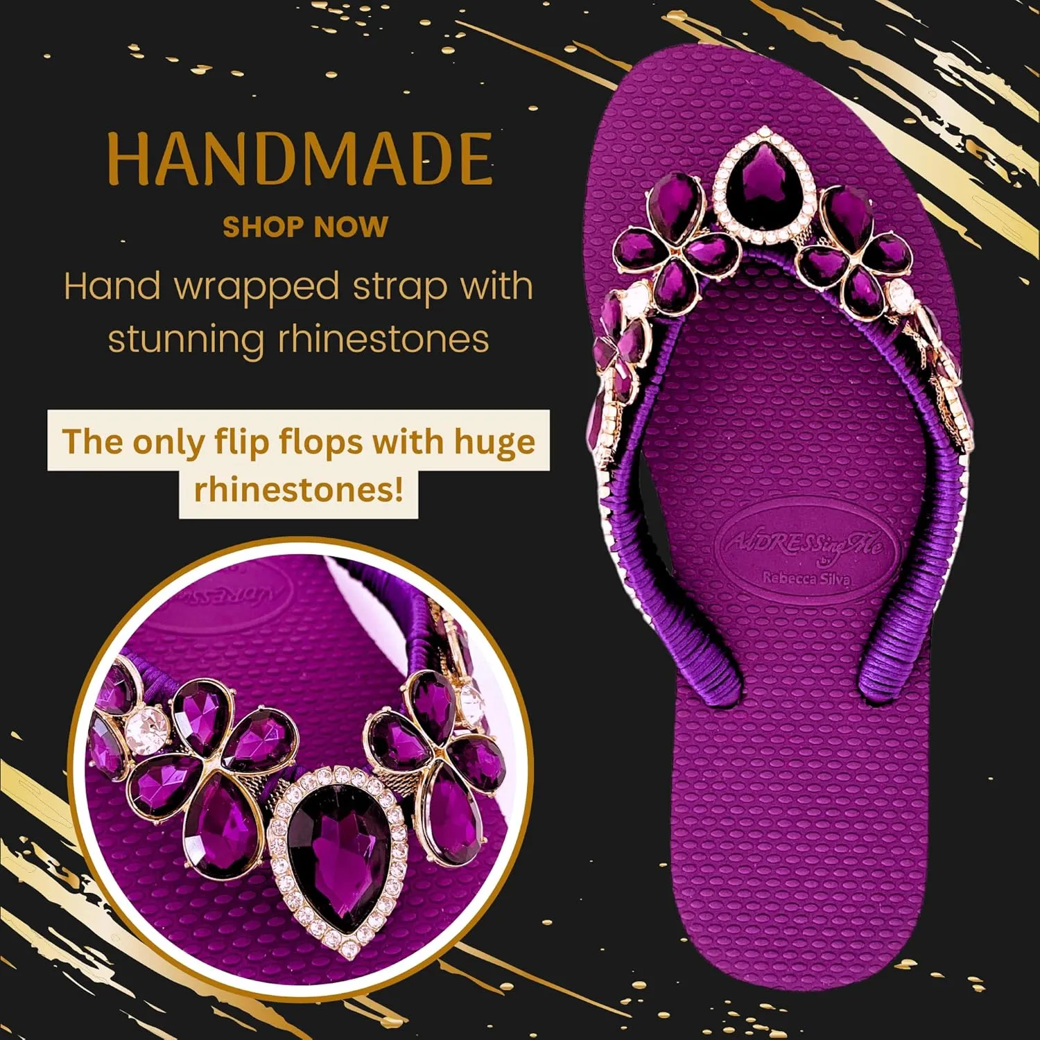 Glam Rhinestones Flip Flops For Women