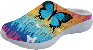 GLENLCWE American Flag Print Unisex Garden Clogs for Men Women Mules Clogs Slip on Mesh Walking Shoes for Home Beach Nursing