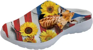 GLENLCWE Blue Dolphin Butterfly Mens Garden Clogs,Womens Slip on Clogs Soft Mesh Mules Walking Sandals Nurse Shoes Lightweight