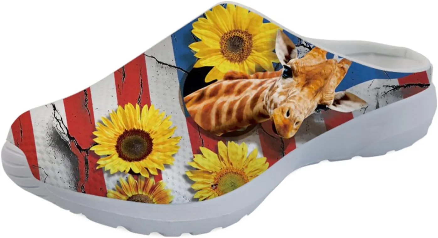GLENLCWE Blue Dolphin Butterfly Mens Garden Clogs,Womens Slip on Clogs Soft Mesh Mules Walking Sandals Nurse Shoes Lightweight