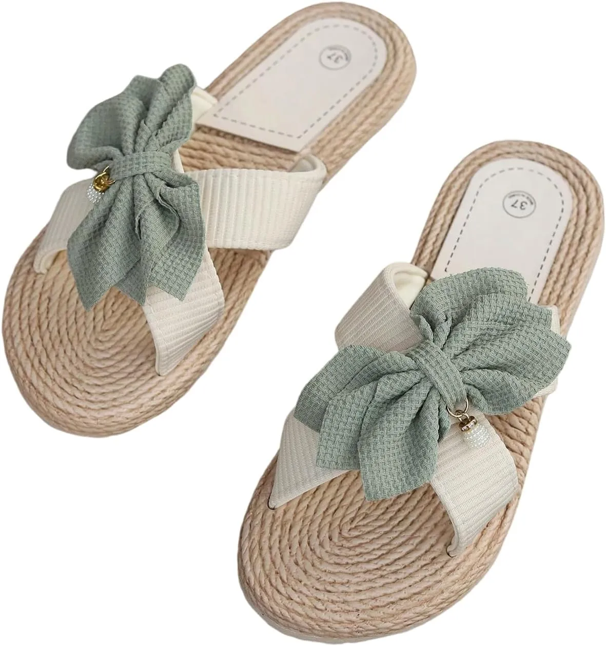 GORGLITTER Women's Bow Tie Vacation Flats Lightweight Criss Cross Open Toe Dressy Slide Sandals