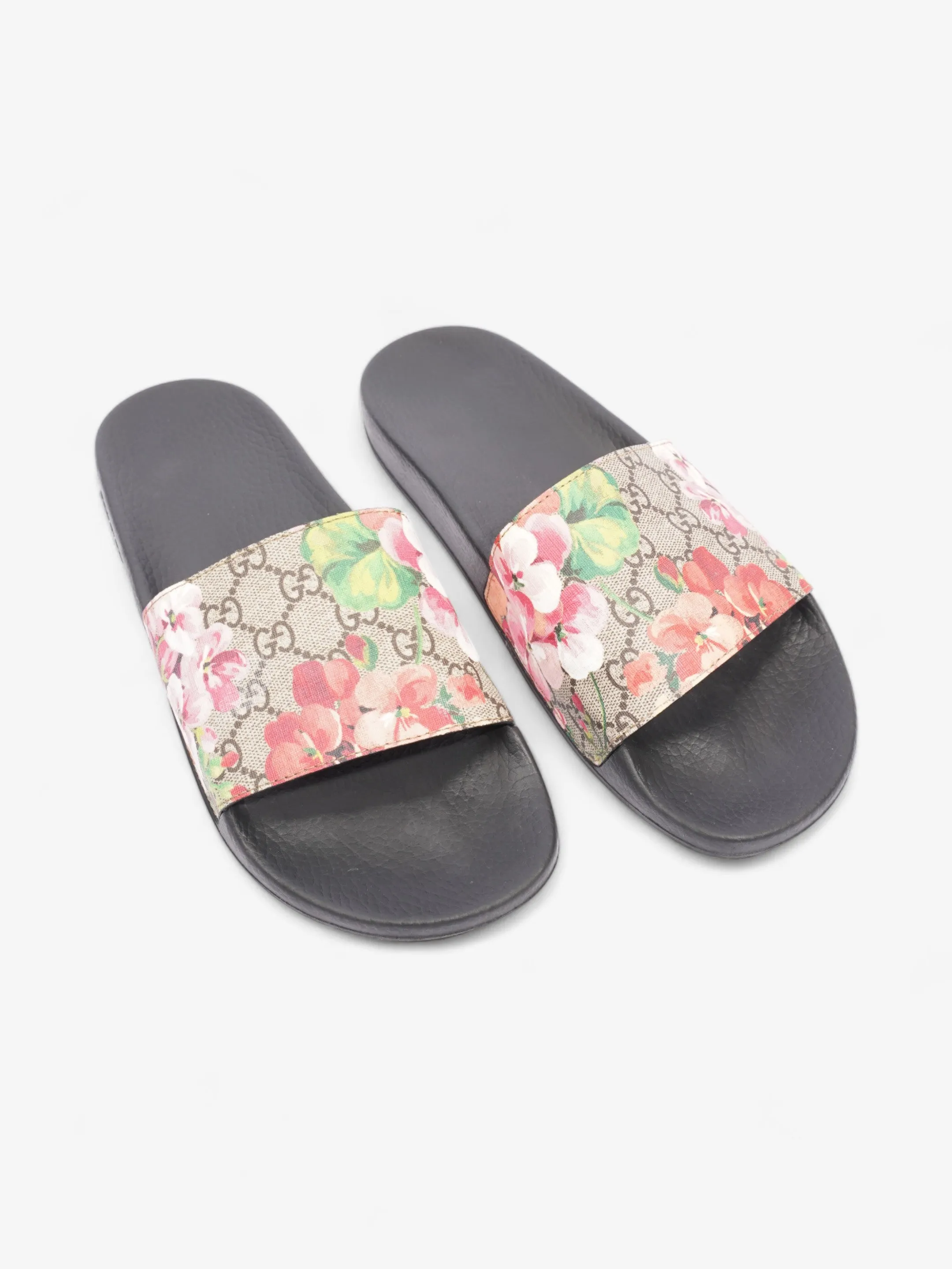 Gucci GG Blooms Slide Sandal Black / GG Supreme Floral Rubber EU 42 UK 9