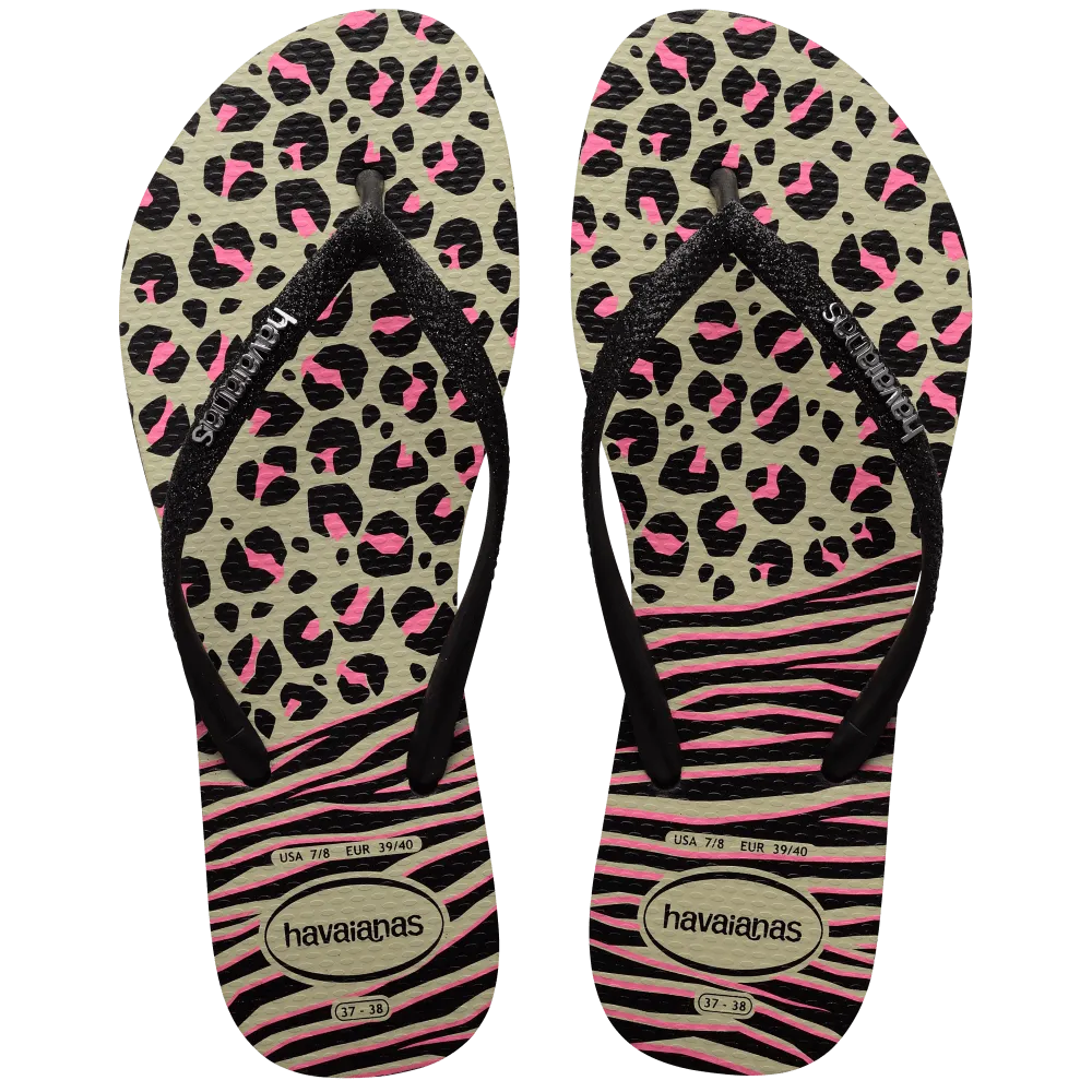 HAVAIANAS SLIM ANIMALS MIX - BLACK.GREY