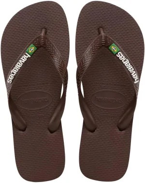 Havaianas Women's Brazil Logo Flip Flops Sandals, Dark Brown, 7/8