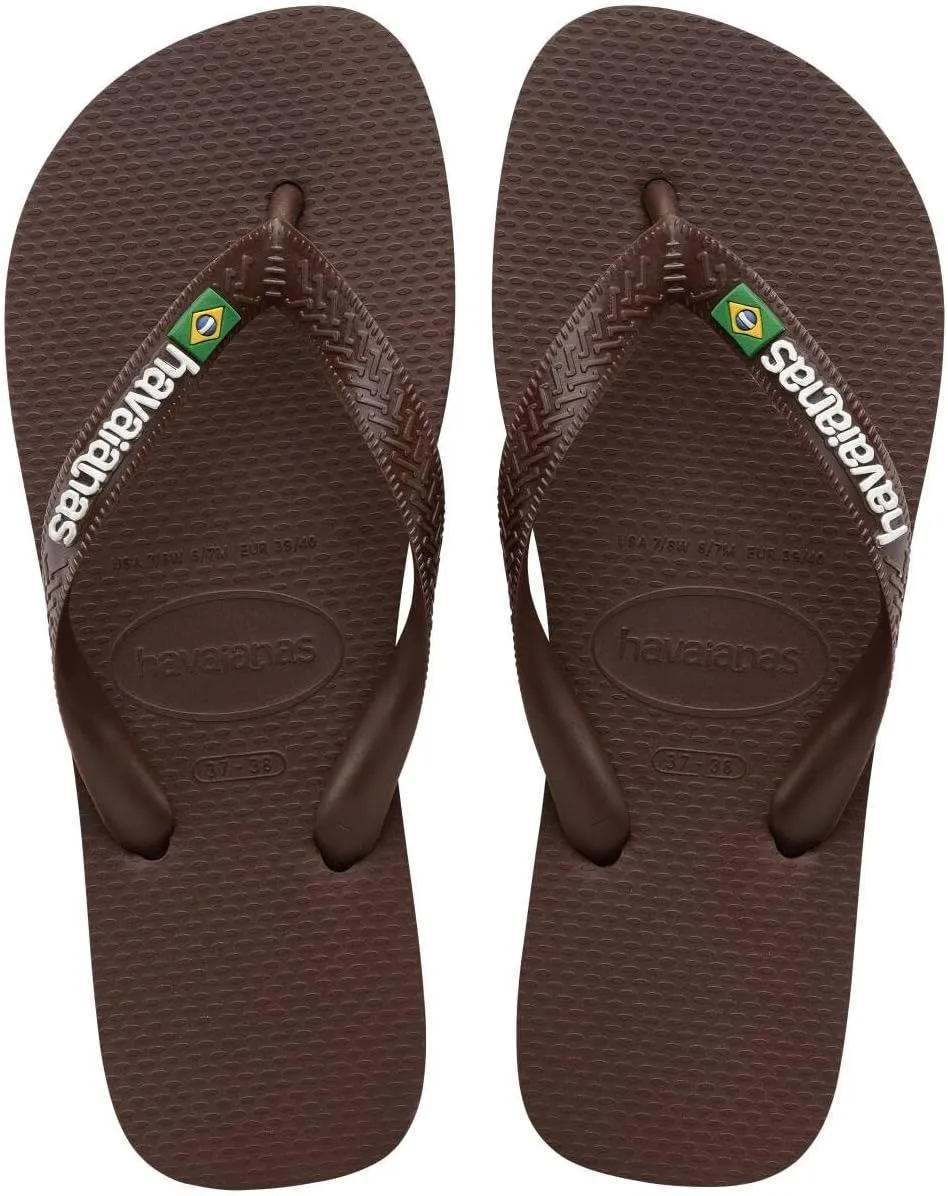 Havaianas Women's Brazil Logo Flip Flops Sandals, Dark Brown, 7/8
