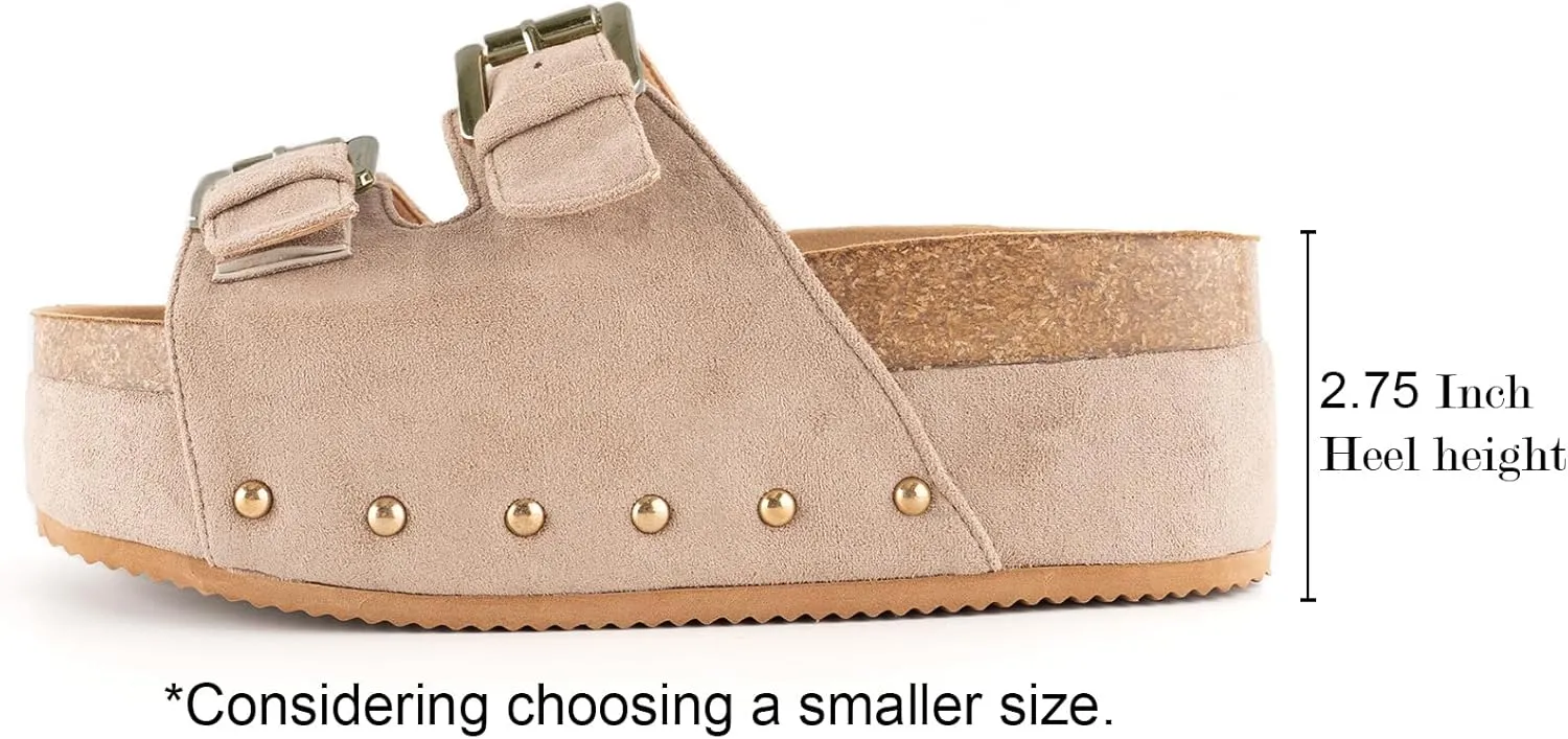 heelchic Platform Sandals Women, Chunky Platform Wedges with Arch Support, Big Buckle Casual Open Toe Slide Sandals