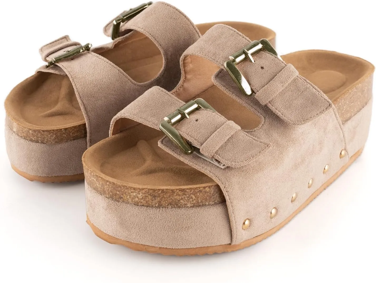 heelchic Platform Sandals Women, Chunky Platform Wedges with Arch Support, Big Buckle Casual Open Toe Slide Sandals