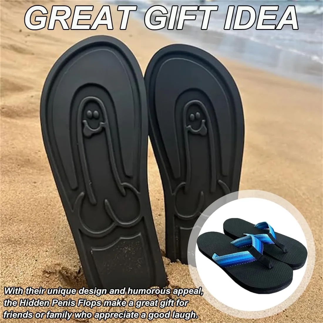 Hidden Flops, Funny Parody Creative Hidden Flip Flops, Non Slip Quick-Dry Beach Sandals, Outdoor Athletic Slippers Flip Flops Novelty Gift (Red, 11)