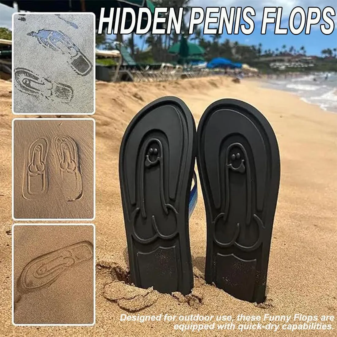 Hidden Flops, Funny Parody Creative Hidden Flip Flops, Non Slip Quick-Dry Beach Sandals, Outdoor Athletic Slippers Flip Flops Novelty Gift (Red, 11)