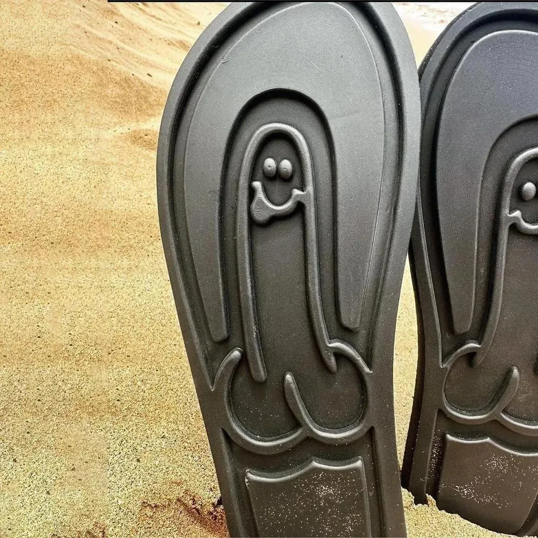 Hidden Shaped Flops, Hidden Pencil Flip Flops Funny Print Flip Flops for Women Men,Beach Comfort Quick-Dry Non Slip Sandal (Black,13-13.5Women/11-11.5 Men)