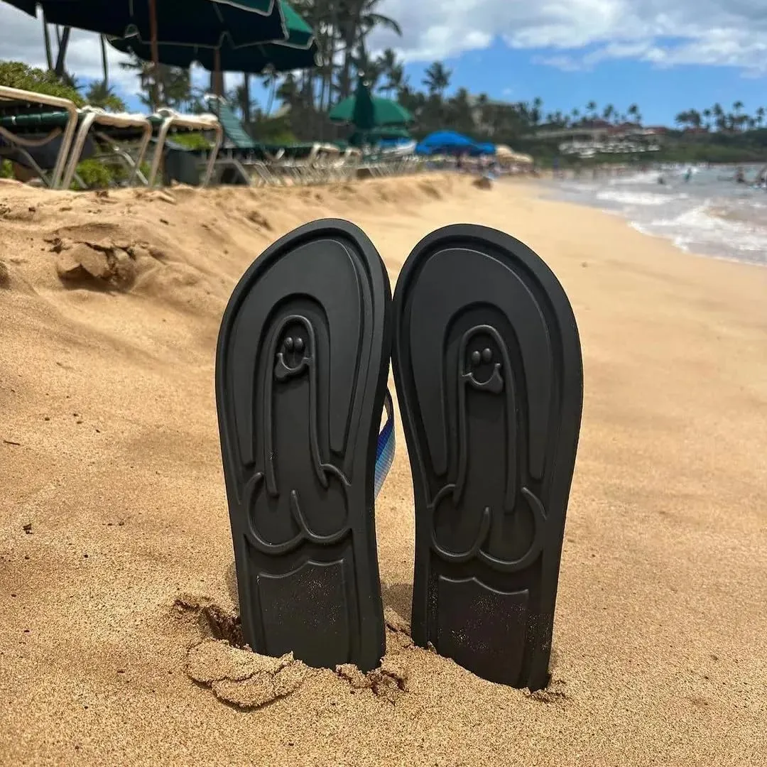Hidden Shaped Flops, Hidden Pencil Flip Flops Funny Print Flip Flops for Women Men,Beach Comfort Quick-Dry Non Slip Sandal (Black,13-13.5Women/11-11.5 Men)