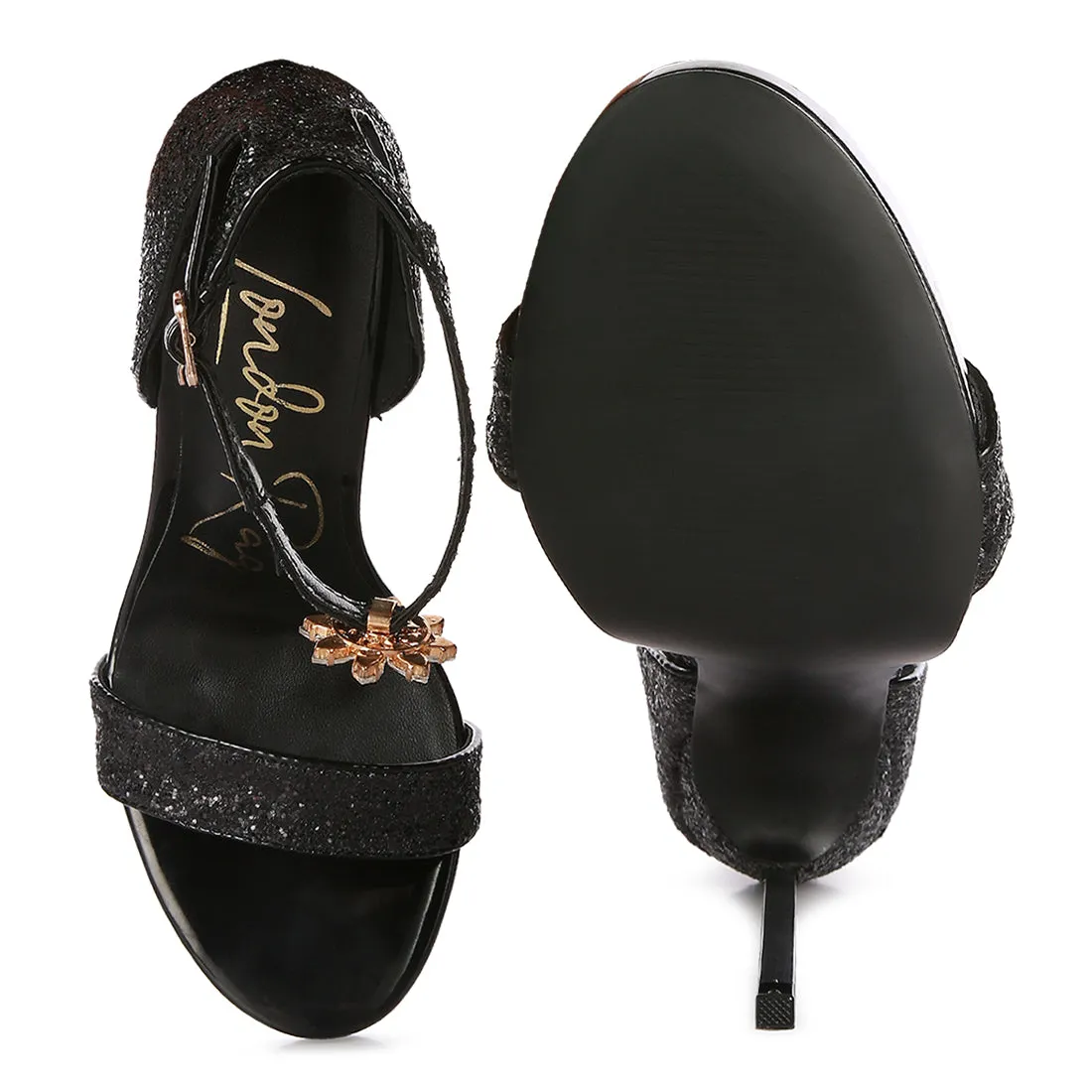 High Heeled Glitter Sandals