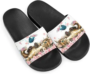 Howilath Cute Animals Pattern Summer Slide Slippers for Women Kids, Soft Sole Non-Slip Open Toe Slippers Slide Sandal