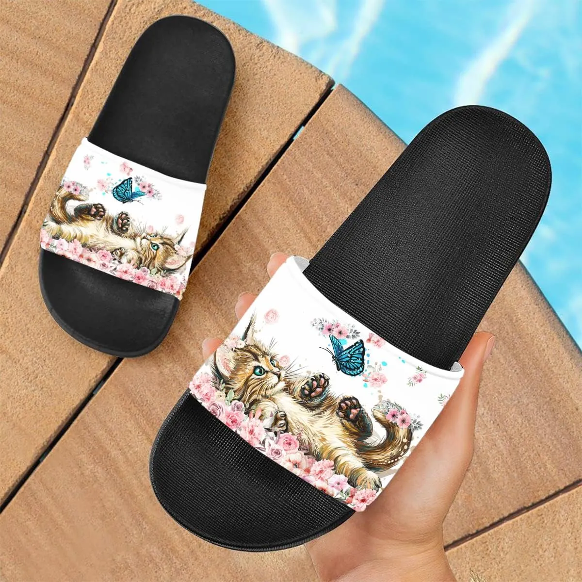 Howilath Cute Animals Pattern Summer Slide Slippers for Women Kids, Soft Sole Non-Slip Open Toe Slippers Slide Sandal