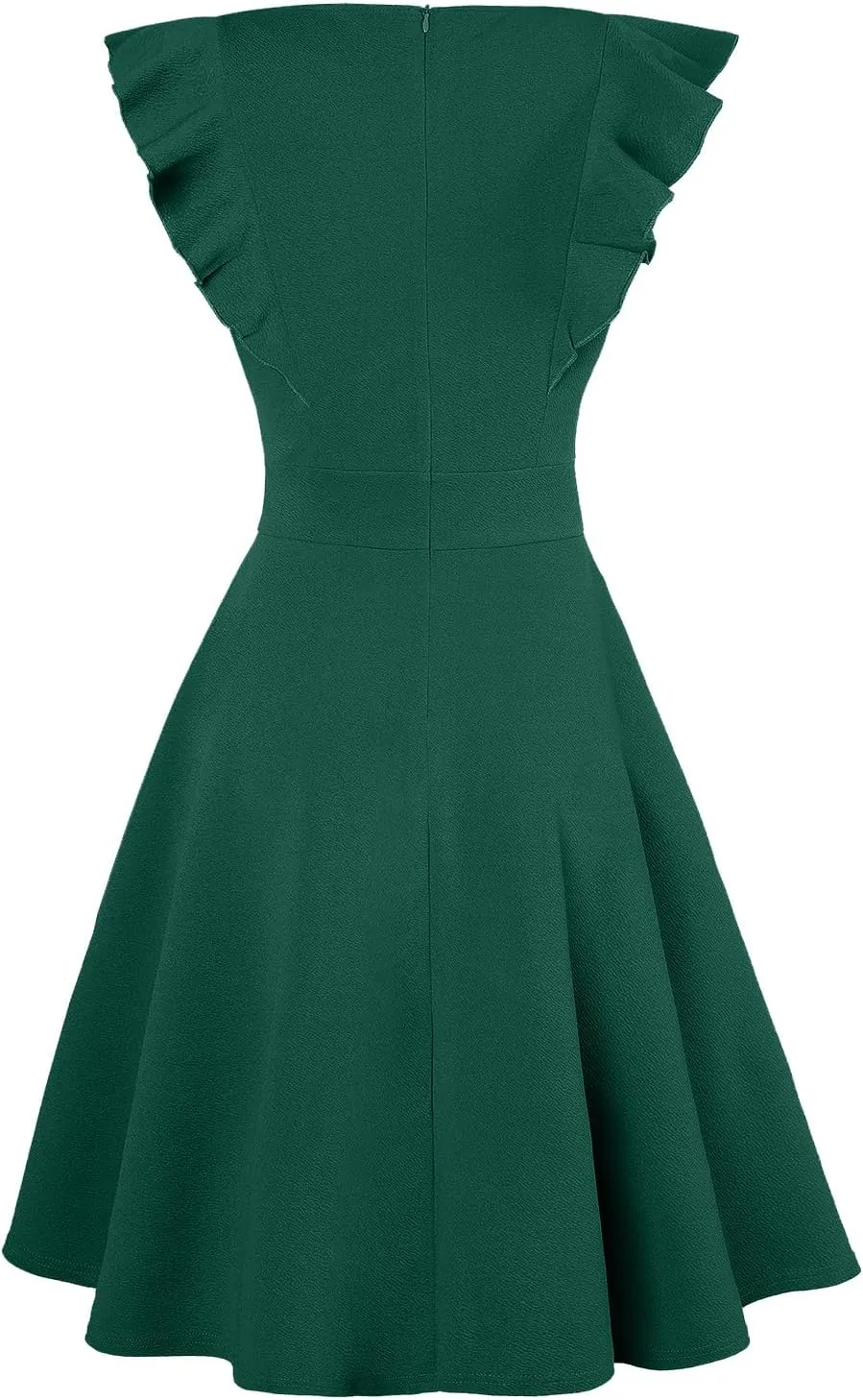 IHOT Women's Vintage Ruffle Floral Flared A Line Swing Casual Cocktail Party Dresses with Pockets