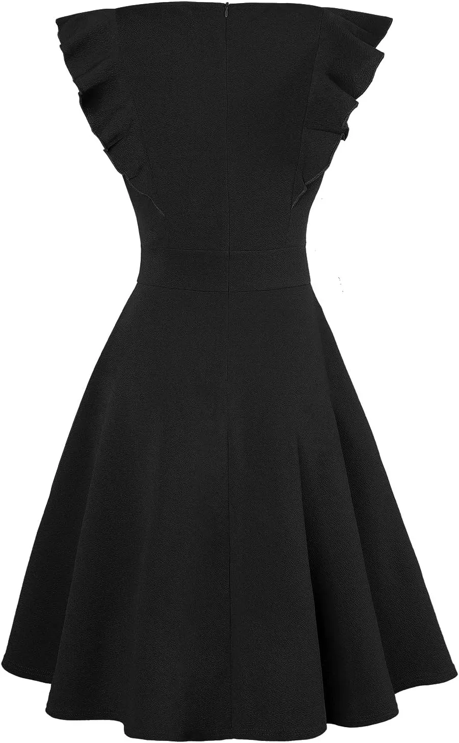 IHOT Women's Vintage Ruffle Floral Flared A Line Swing Casual Cocktail Party Dresses with Pockets