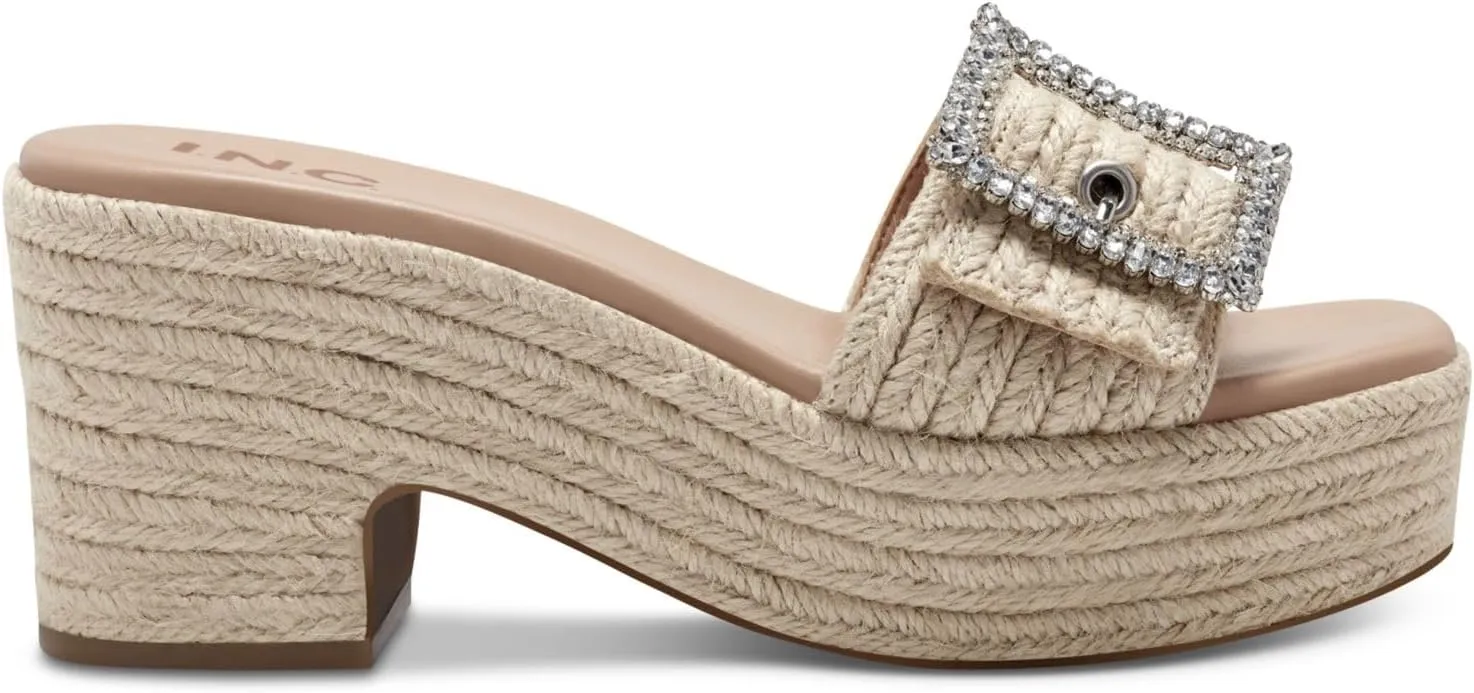 INC Womens Lixtey Slide Platform Heels Beige 10 Medium (B,M)