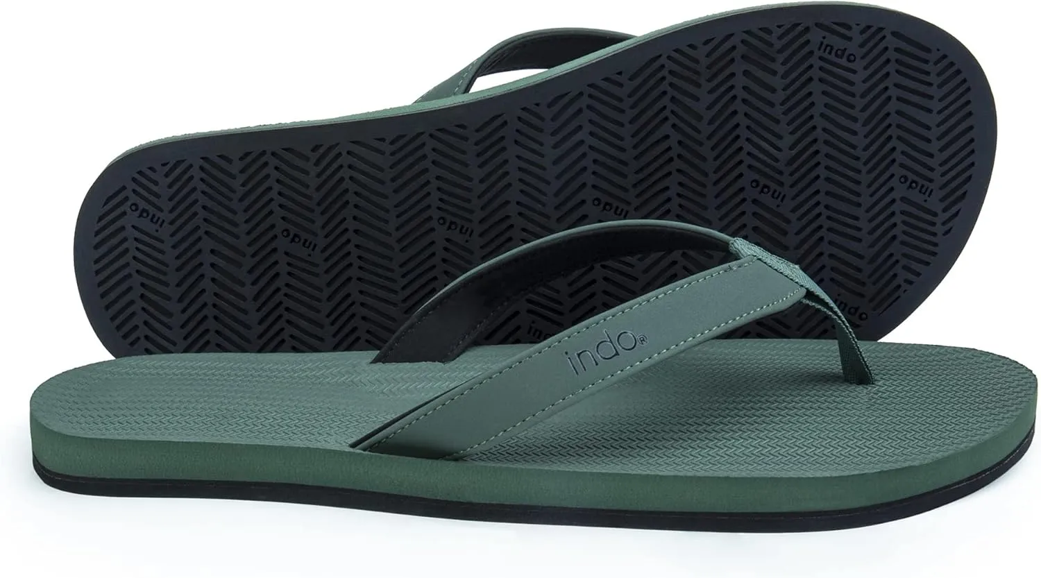 Indosole Men's ESSNTLS Vegan All-Terrain Flip Flops, [Reused Tire Sole, Natural Rubber Arch Support No-slip Footbed, Comfortable ENVRO Strap, Waterproof]
