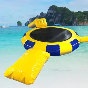 Inflatable Bounce Swimming Platform with Slide Tube and Diving Pillow Bag,Inflatable Water Lake Trampoline,Water Park Water Floating Toys for Adults and Kids