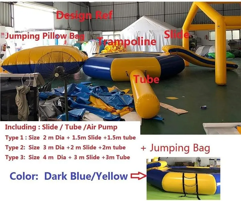 Inflatable Bouncer Water Trampoline for Kids/Adults Water Trampoline for Lake with Slide Outdoor Water Toys Floating Trampoline for Lake with Slide Inflatable Water Bouncer