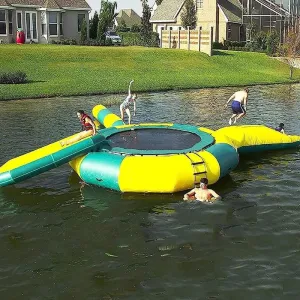 Inflatable Water Floating Trampoline,Water Bounce,Water Inflatable Trampoline,with Tube and Jump Bag Recreational Inflatable Toy