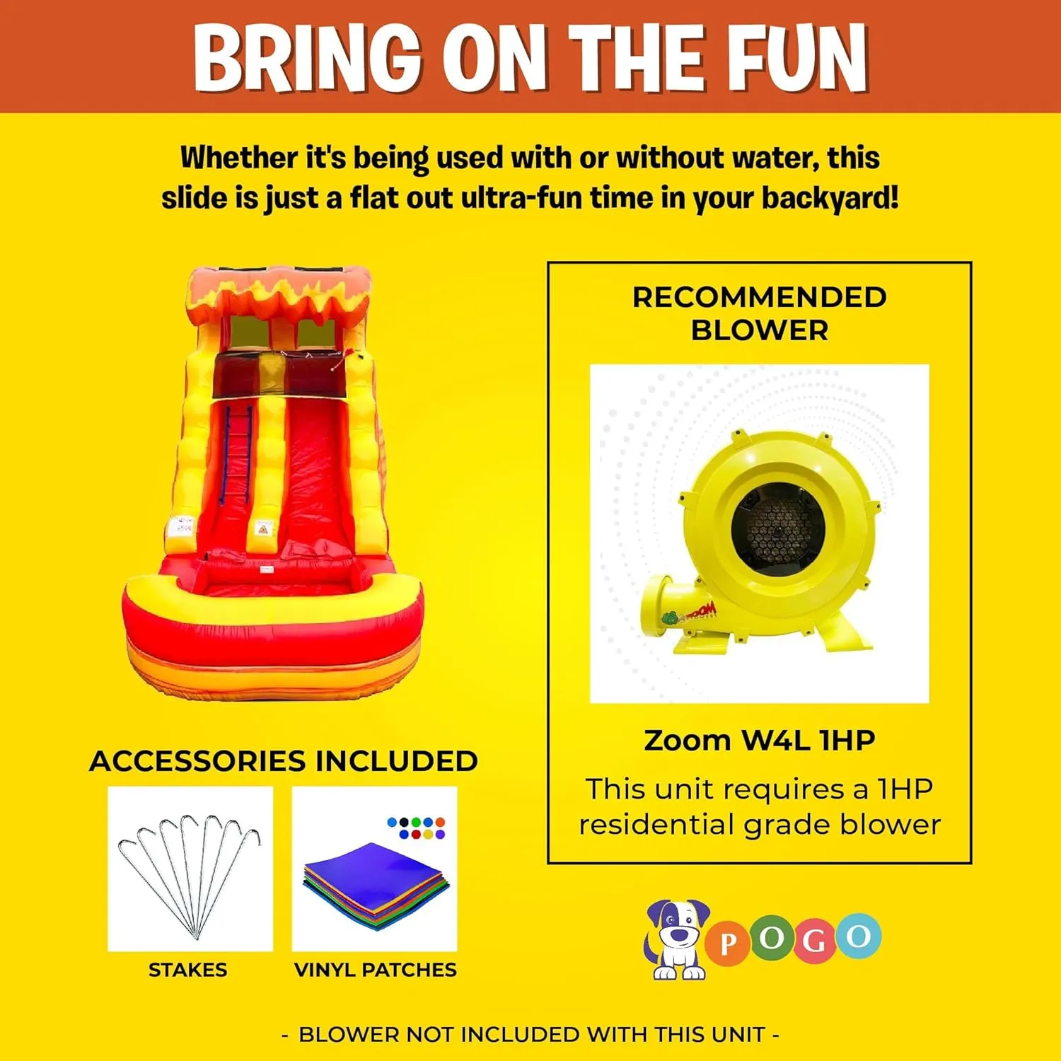 Inflatable Water Slide for Kids(Without Blower) - 21' x 9' x 12' Foot Backyard Inflatable Slide for Summer Fun - Fire Marble