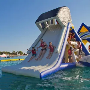 Inflatable Water Slides Bouncer Game Iceberg Climbing Wall with Air Pump Sunshade for Summer Water Park